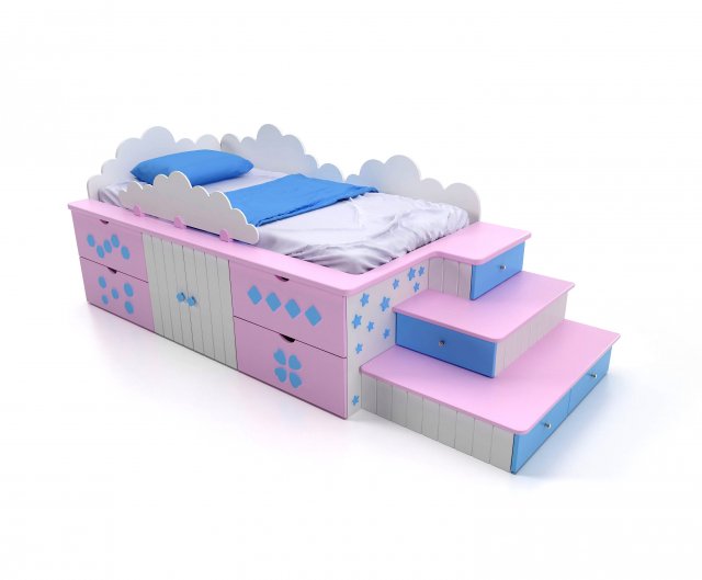 the bed for girl treasure chest Modello 3D .c4d .max .obj .3ds .fbx .stl .blend 