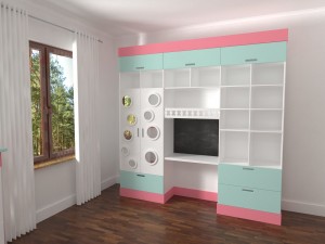 wardrobe with round mirrors 3D Model