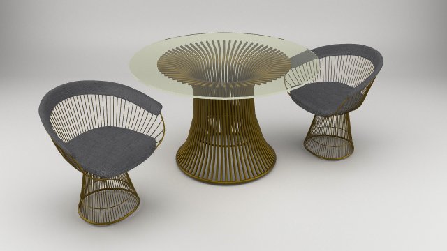 warren platner armchair and coffee table 3D Model .c4d .max .obj .3ds .fbx .stl .blend