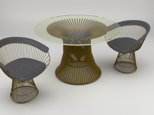 warren platner armchair and coffee table 3D Model