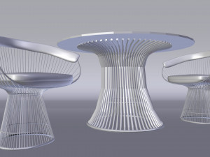 warren platner armchair and coffee table 3D Model