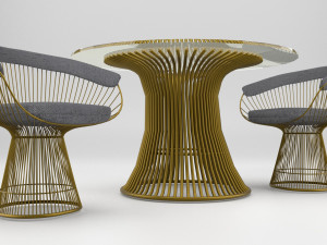 warren platner armchair and coffee table 3D Model