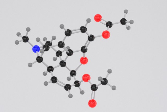 drug heroin molecule 3D Model .c4d .max .obj .3ds .fbx .stl .blend 