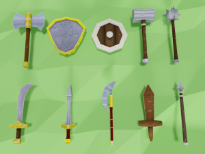 low poly medieval pack Modello 3D