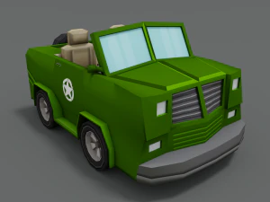 low poly cartoon jeep 3D Model