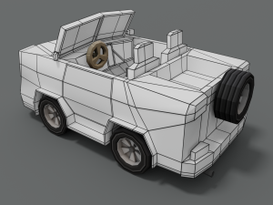 low poly cartoon jeep Model 3D