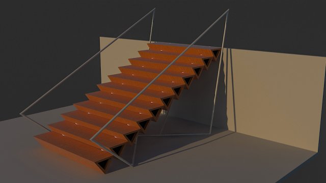 morden triangular stair 3D Model .c4d .max .obj .3ds .fbx .stl .blend 