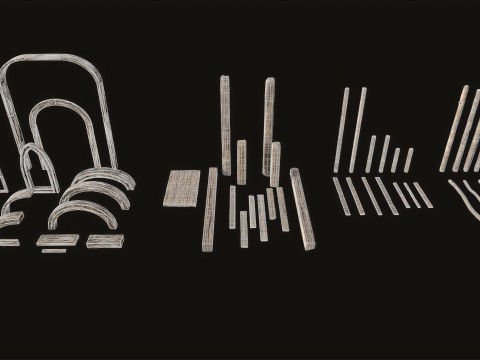 Wooden Planks constructor 52 items Model 3D