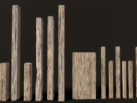 Wooden Planks constructor 52 items Model 3D