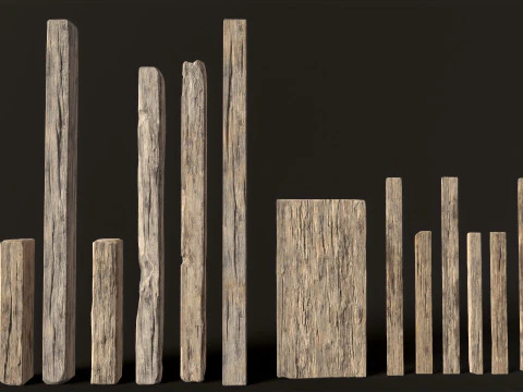 Wooden Planks constructor 52 items 3D Model