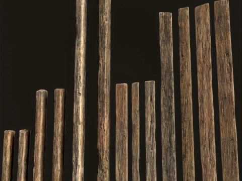 Wooden Planks constructor 52 items 3D Model
