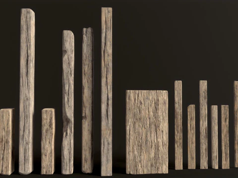 Wooden Planks constructor 52 items 3D Model