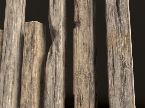 Wooden Planks constructor 52 items Model 3D