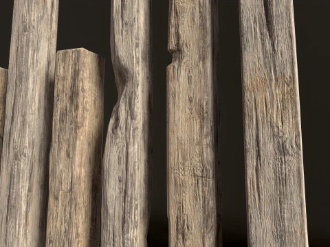 Wooden Planks constructor 52 items 3D Model