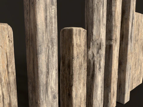 Wooden Planks constructor 52 items 3D Model