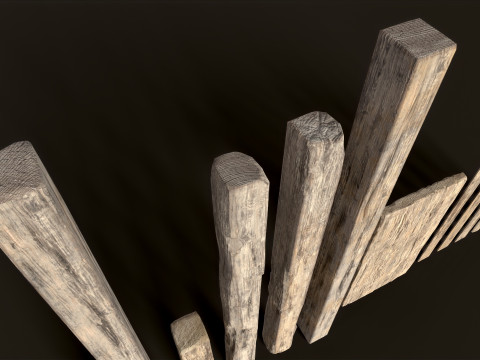Wooden Planks constructor 52 items Model 3D
