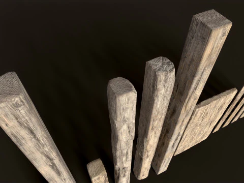 Wooden Planks constructor 52 items 3D Model