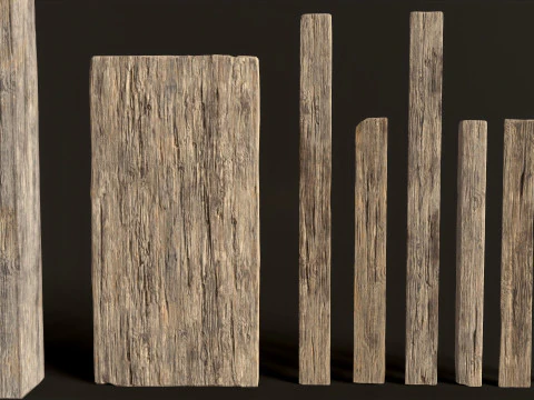 Wooden Planks constructor 52 items 3D Model