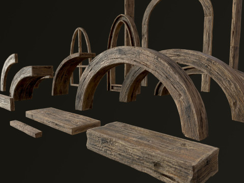 Wooden Planks constructor 52 items Model 3D