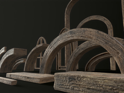 Wooden Planks constructor 52 items Model 3D