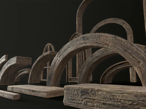 Wooden Planks constructor 52 items 3D Model