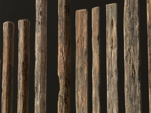 Wooden Planks constructor 52 items 3D Model