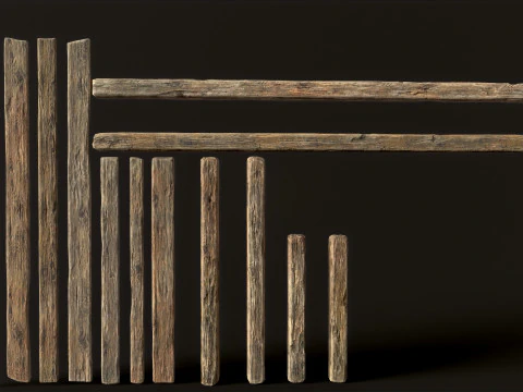 Wooden Planks constructor 52 items 3D Model