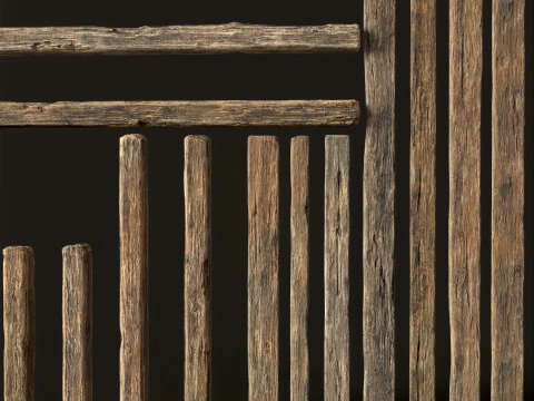 Wooden Planks constructor 52 items 3D Model