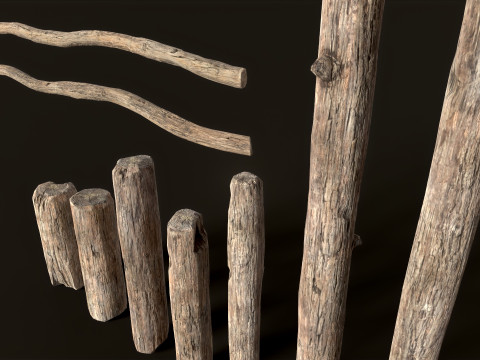 Wooden Planks constructor 52 items Model 3D