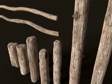 Wooden Planks constructor 52 items 3D Model