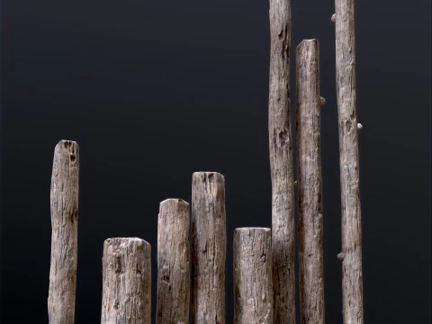 Wooden Planks constructor 52 items 3D Model