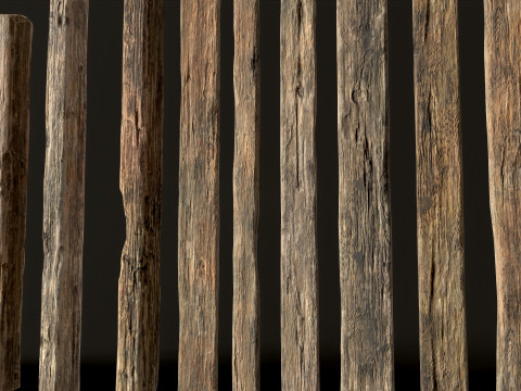 Wooden constructor planks poles beams 26 pieces 3D Model