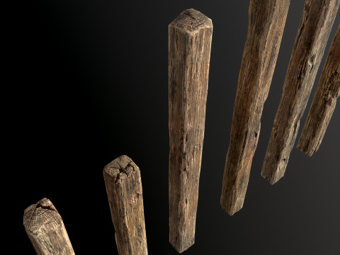 Wooden constructor planks poles beams 26 pieces 3D Model