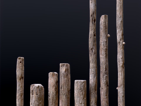 Wooden constructor planks poles beams 26 pieces 3D Model