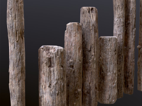 Wooden constructor planks poles beams 26 pieces 3D Model