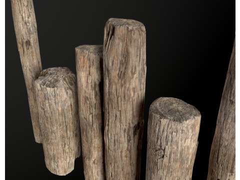 Wooden constructor planks poles beams 26 pieces 3D Model