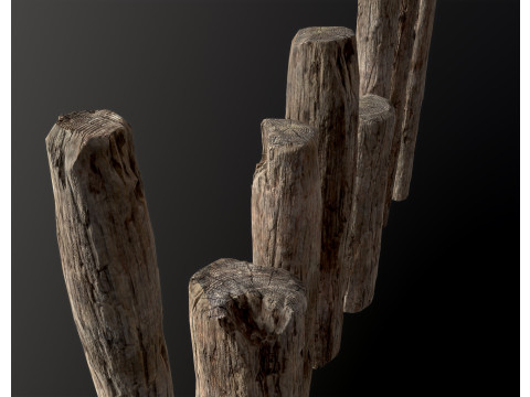 Wooden constructor planks poles beams 26 pieces 3D Model