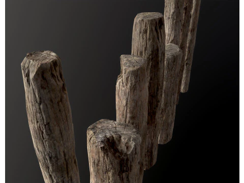 Wooden constructor planks poles beams 26 pieces 3D Model