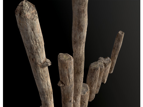 Wooden constructor planks poles beams 26 pieces 3D Model