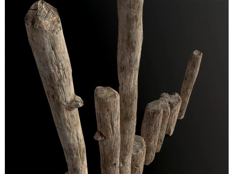 Wooden constructor planks poles beams 26 pieces 3D Model