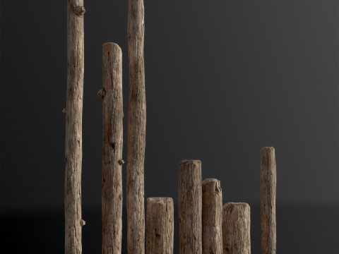 Wooden constructor planks poles beams 26 pieces 3D Model
