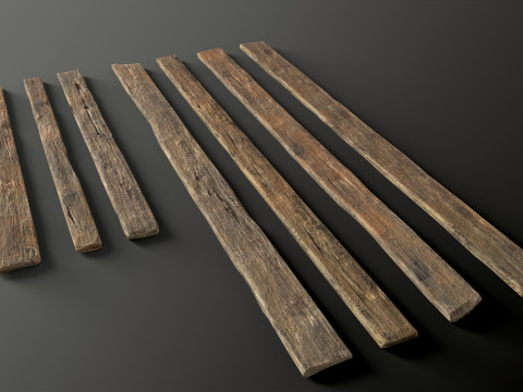 Wooden constructor planks poles beams 26 pieces 3D Model