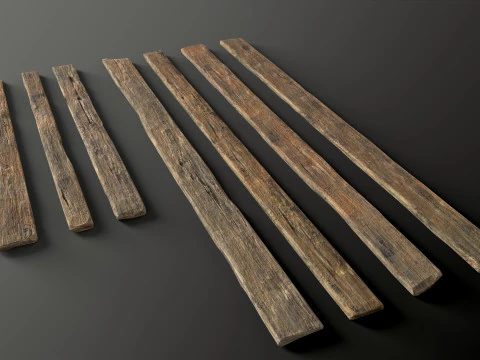 Wooden constructor planks poles beams 26 pieces 3D Model