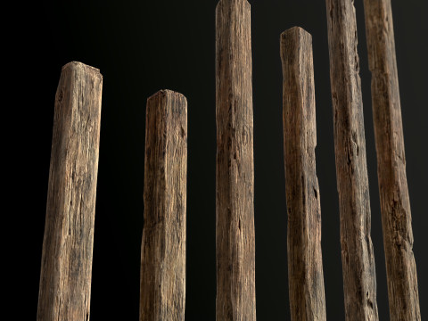 Wooden constructor planks poles beams 26 pieces 3D Model
