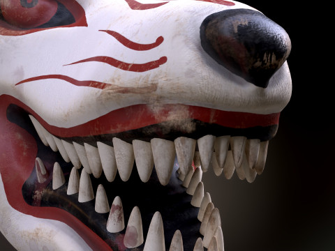 Japanese Kitsune Fox Mask Model 3D