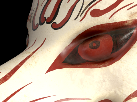 Japanese Kitsune Fox Mask Model 3D