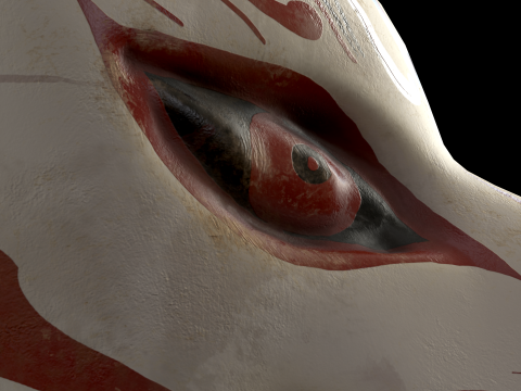 Japanese Kitsune Fox Mask Model 3D