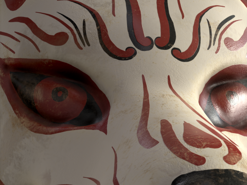 Japanese Kitsune Fox Mask Model 3D