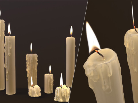 Melted Candles pack 3D Model