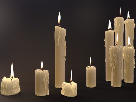 Melted Candles pack Model 3D